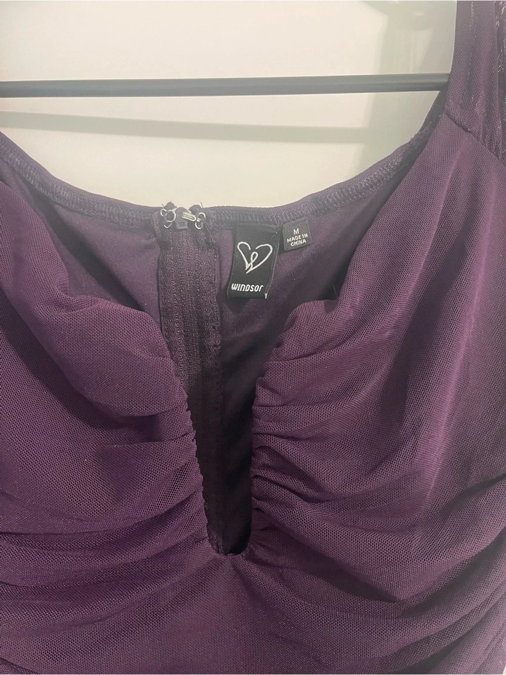 Elegant long sleeve off the shoulder deep purple formal dress - Picture 4 of 7